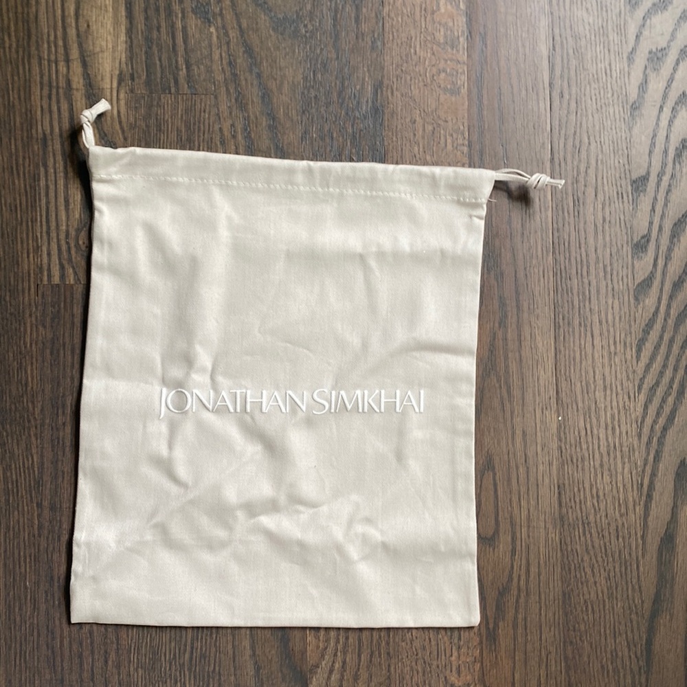 NWOT Jonathan Simkhai Taupe/Gray and White Shoe Dust Drawstring Bag